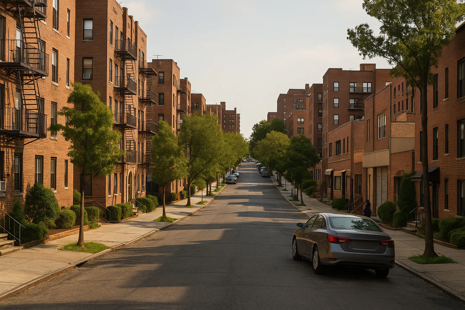 Flushing–Willets Point NY streetscape with locally characteristic architecture and neighborhood scenery