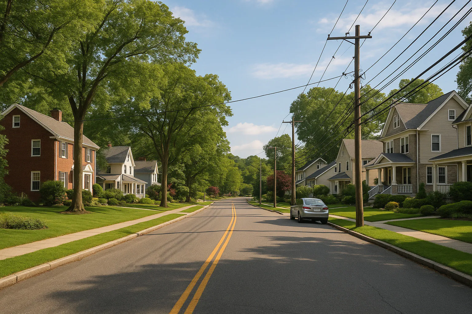 Greenburgh NY streetscape with locally characteristic architecture and neighborhood scenery