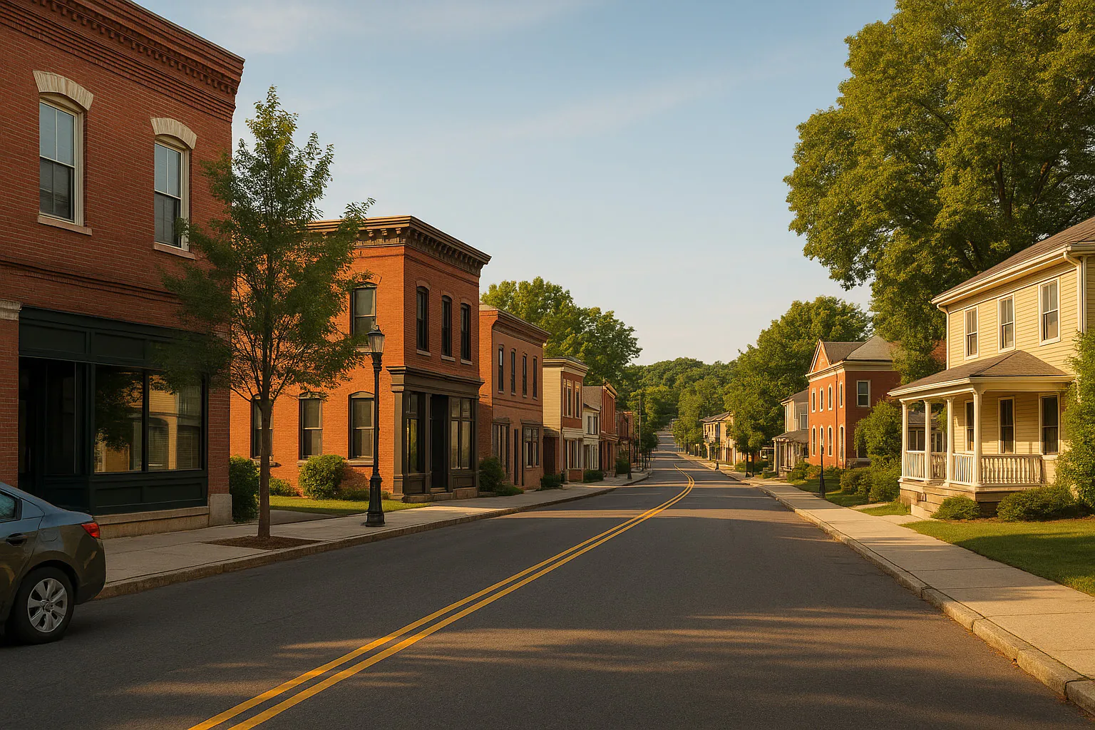New City NY streetscape with locally characteristic architecture and neighborhood scenery