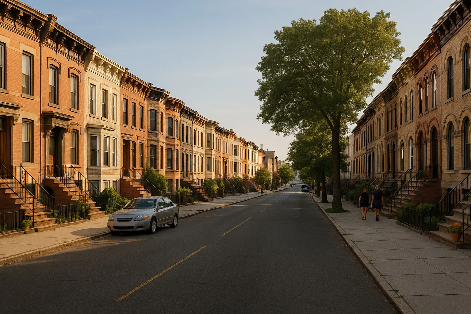 Ridgewood NY streetscape with locally characteristic architecture and neighborhood scenery