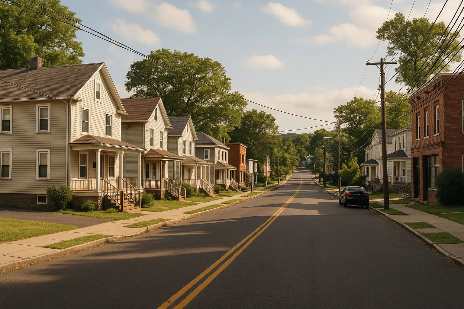 Spring Valley NY streetscape with locally characteristic architecture and neighborhood scenery