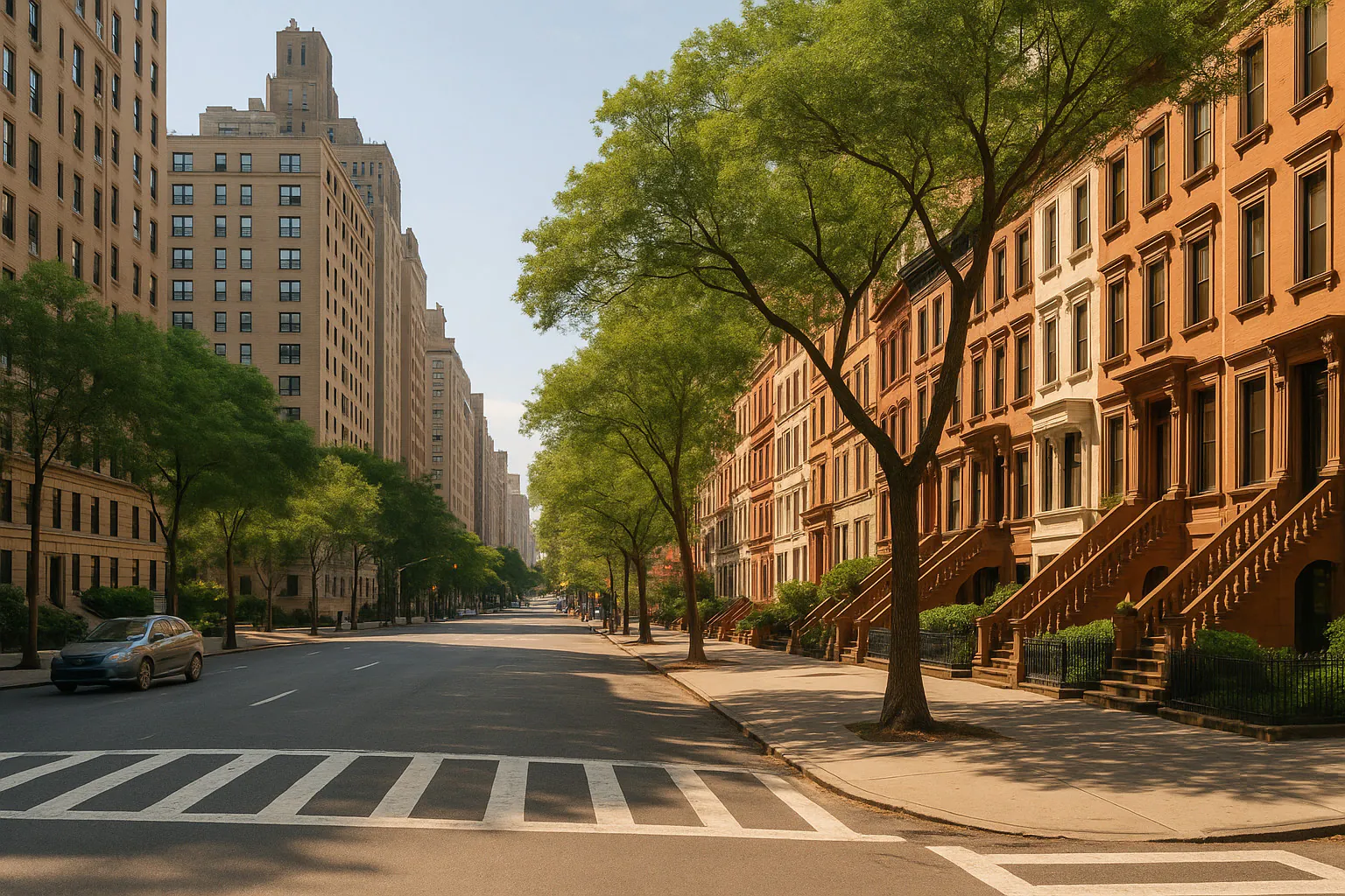 Upper West Side NY streetscape with locally characteristic architecture and neighborhood scenery